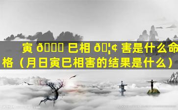 寅 💐 巳相 🦢 害是什么命格（月日寅巳相害的结果是什么）
